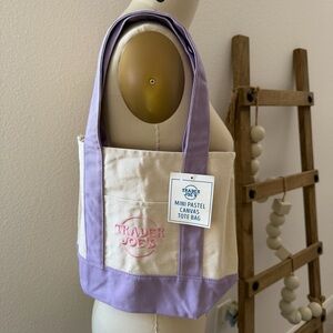 Trader Joe's Limited Edition Pastel Mini Lavender/Purple Canvas Tote Bag